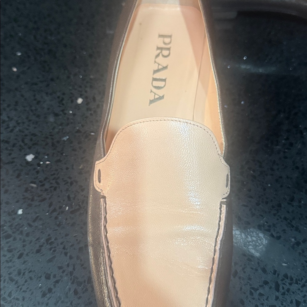 Prada Women's Tan and Dark Brown Loafers - Picture 3 of 7